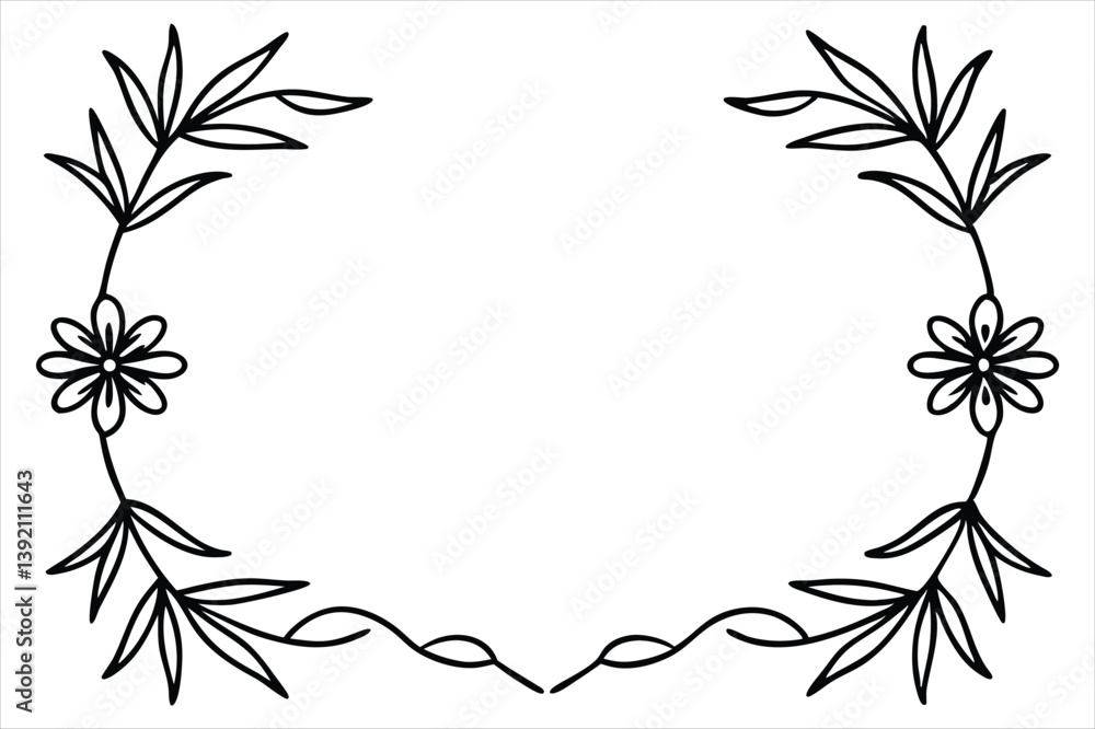 Naklejka premium Floral Frame with Pink Lily and Leaf Ornament in Vintage Spring Design