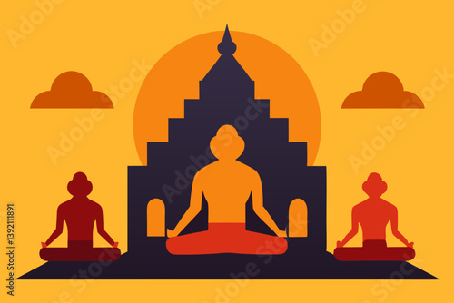 silhouette of buddha in meditation