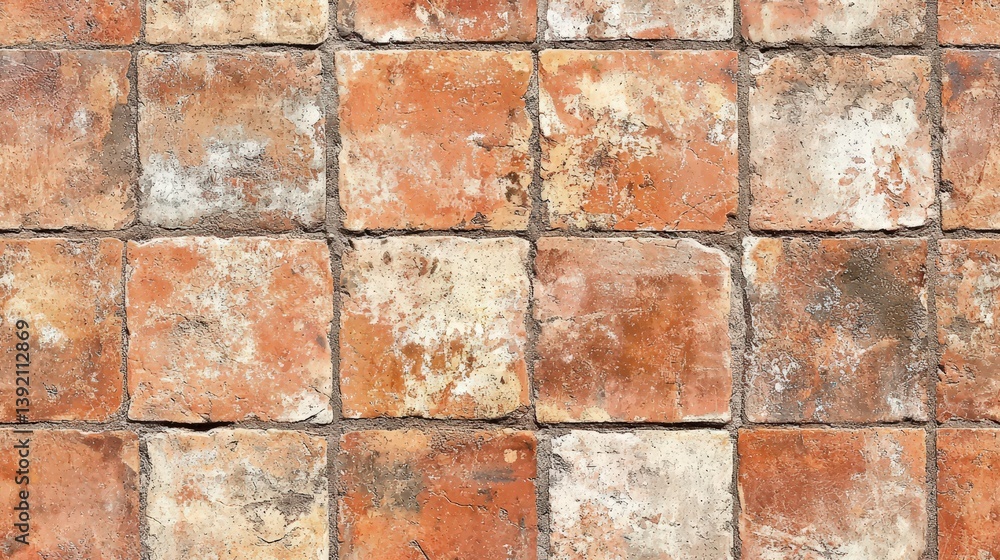 Obraz premium Old handmade terracotta tile flooring seamless texture map pattern background