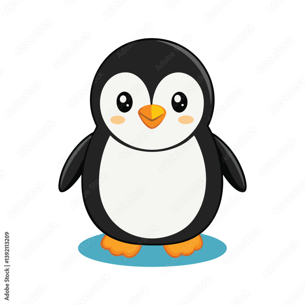 Fototapeta premium Charming penguin character with a round belly Vector illustration isolated on white background