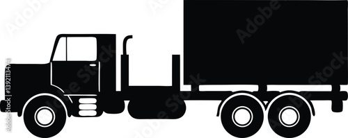 Long vehicle with container isolated on white my own design