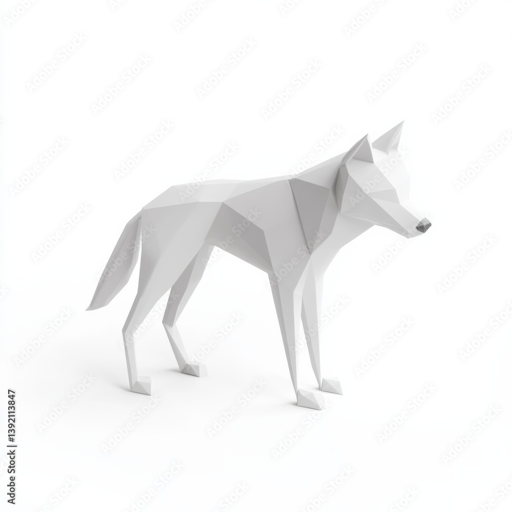 Obraz premium Abstract representation of a standing wolf in geometric style, showcasing creativity and art in modern design