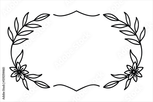 Floral Frame with Pink Lily and Leaf Ornament in Vintage Spring Design