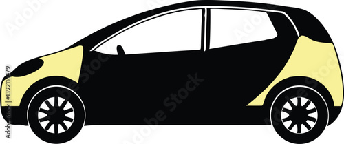 New generation yellow electric city car with. 3d illustration