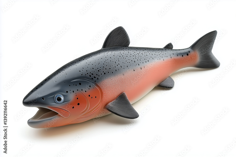 Realistic figurine of salmon fish, close up Realistic figurine of salmon fish, close up