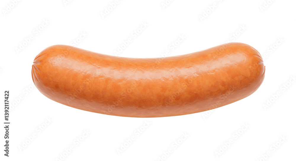 Single Brown Sausage on White Background Ready for Meal Preparation Single Brown Sausage on White Background Ready for Meal Preparation