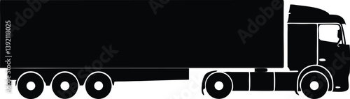 Realistic semi trailer truck vector illustration side view