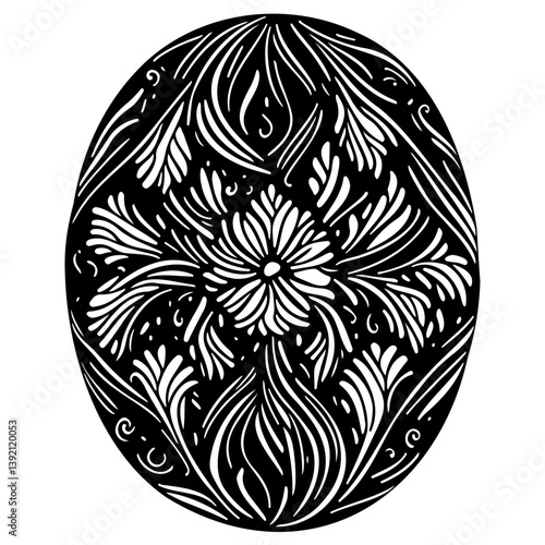 Intricate floral symmetrical pattern within an oval shape evoking elegance