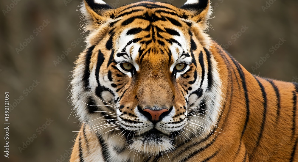 Fototapeta premium Majestic Siberian Tiger Portrait: A Wildlife Close-Up AI Generated