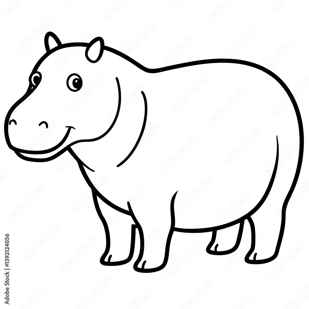 Continuous Line Hippo Art Vector Continuous Line Hippo Art Vector