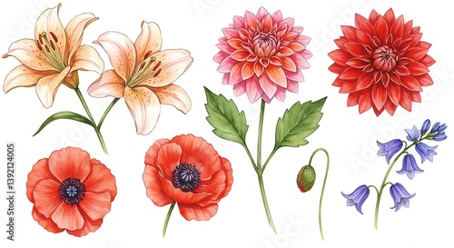 Wallpaper Mural Watercolor Floral Delights: A Botanical Tapestry AI Generated Torontodigital.ca