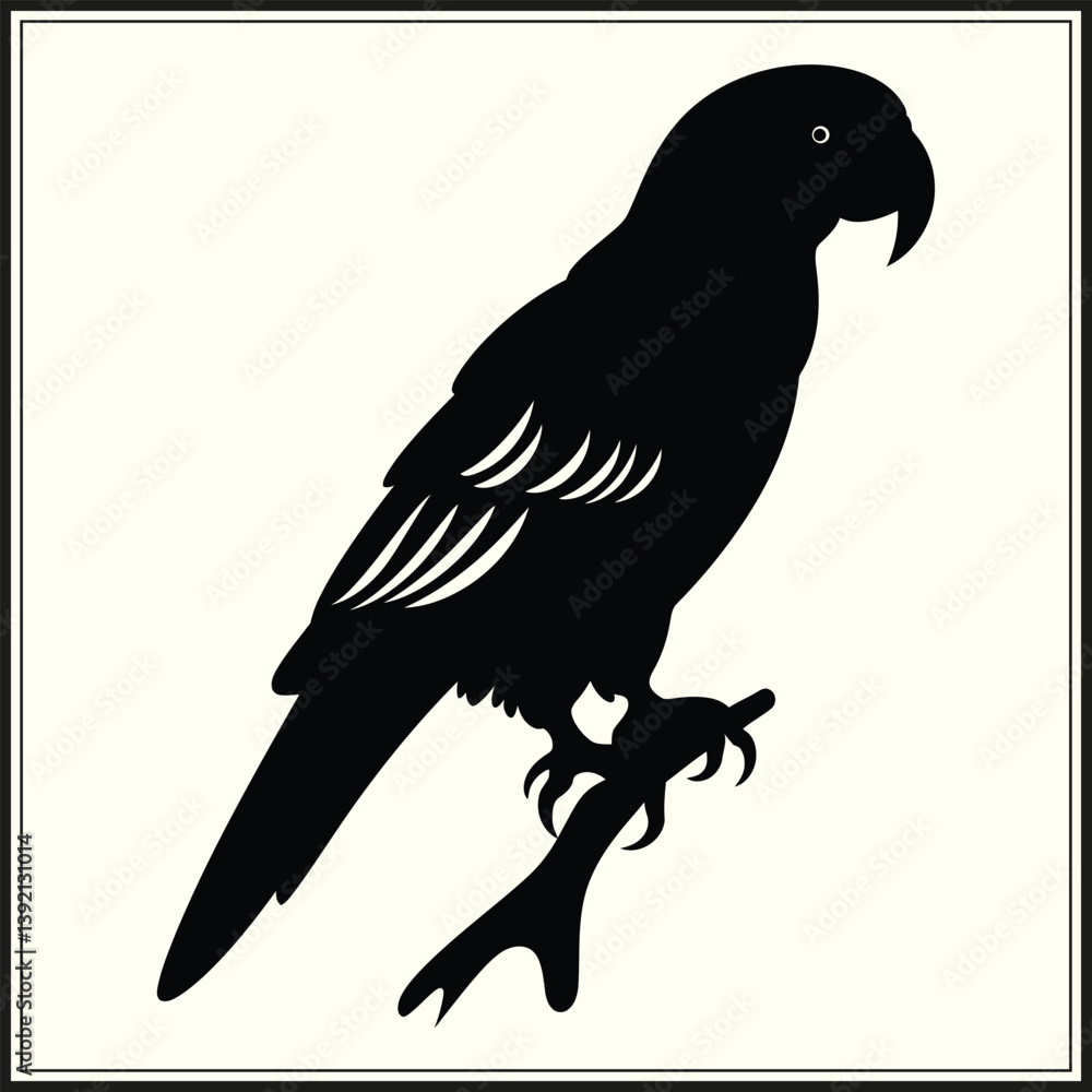Fototapeta premium Parrot Silhouette, Tropical Bird