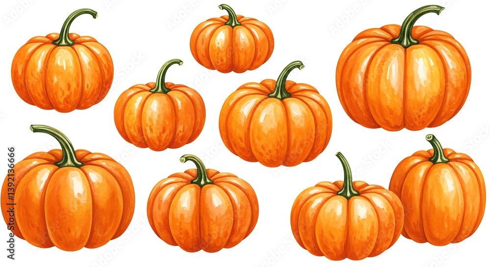 Vibrant Autumn Harvest: A Collection of Hand-Drawn Pumpkins AI Generated Vibrant Autumn Harvest: A Collection of Hand-Drawn Pumpkins AI Generated