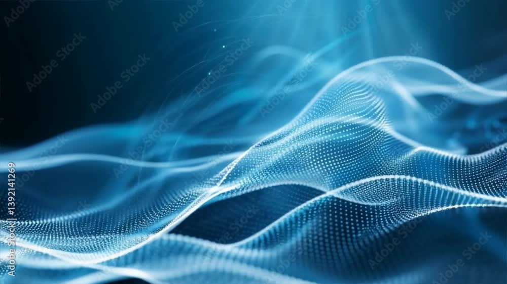 Abstract blue wave patterns with light effects create a sense of movement and depth in this digital artwork. Abstract blue wave patterns with light effects create a sense of movement and depth in this digital artwork.