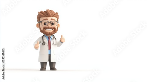 Friendly cartoon doctor giving thumbs up.