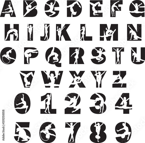 Gymnastics Alphabet, Gymnast Letters, Gymnastics Numbers