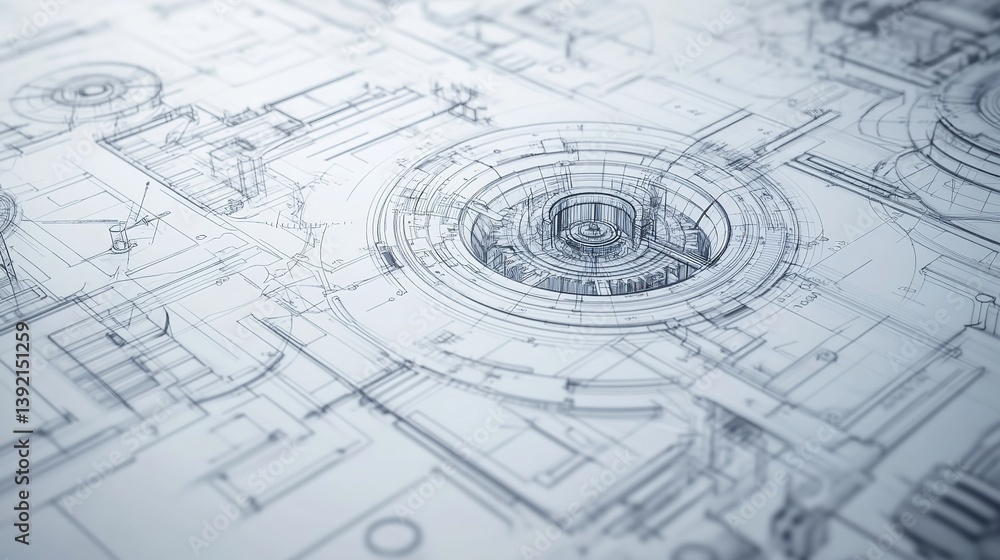 Detailed architectural blueprint showcasing intricate design complex structures and engineering Detailed architectural blueprint showcasing intricate design complex structures and engineering