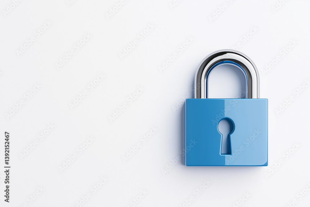 digital lock icon, cyber security symbol, holographic effect, metallic and blue, isolated on white background digital lock icon, cyber security symbol, holographic effect, metallic and blue, isolated on white background
