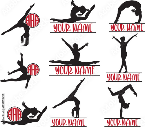 Gymnastics Monogram, Split Female Gymnastics