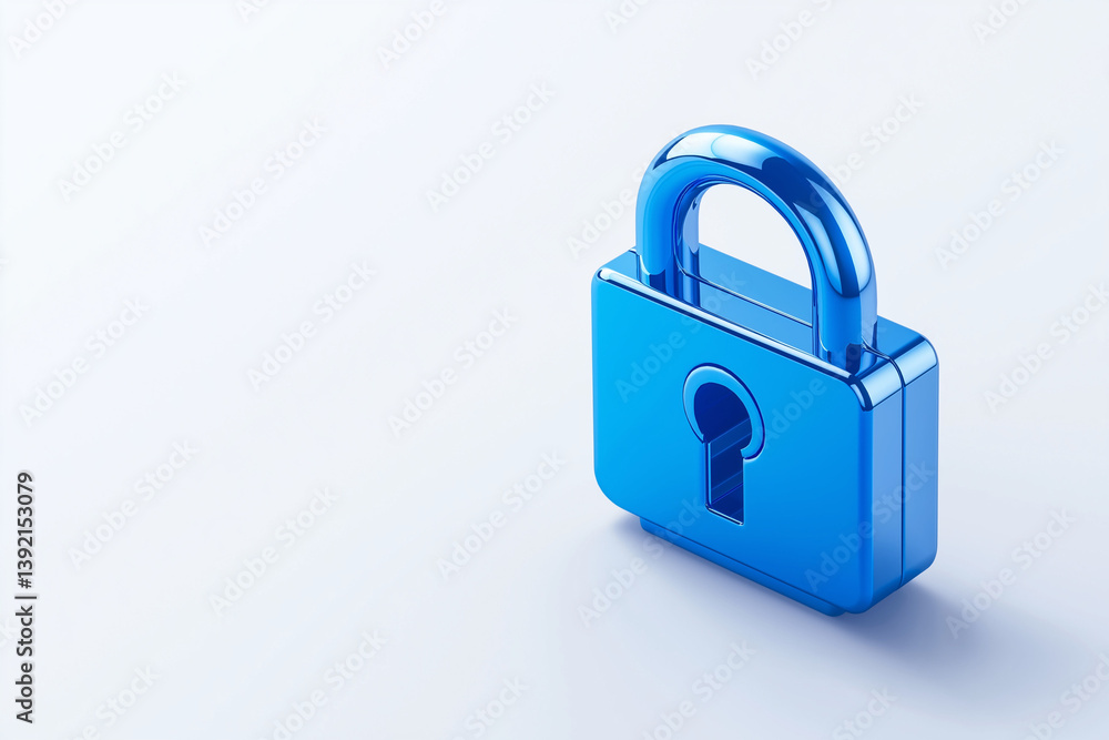 digital lock icon, cyber security symbol, holographic effect, metallic and blue, isolated on white background digital lock icon, cyber security symbol, holographic effect, metallic and blue, isolated on white background