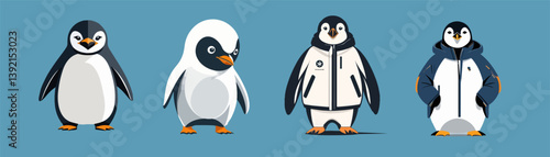 set vector of penguin 