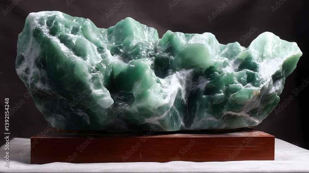 Fototapeta premium Jade Carving: A stunning and detailed view of a meticulously carved Jade art piece, showcasing exquisite craftsmanship and cultural artistry.