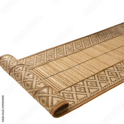 Bamboo straw mat isolated on transparent background