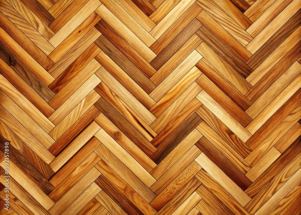 Close-up view of luxurious herringbone parquet flooring, showcasing rich wood texture. Close-up view of luxurious herringbone parquet flooring, showcasing rich wood texture.