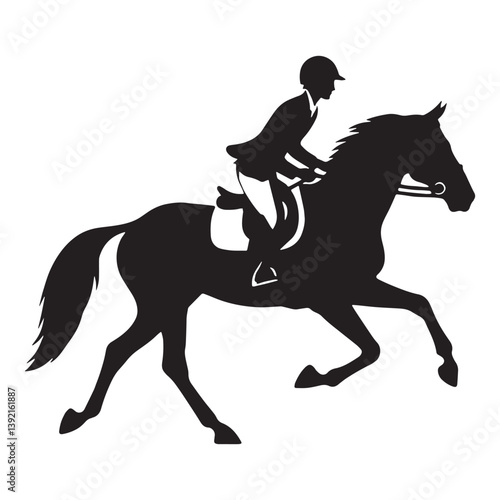 Gallant Horse Rider silhouette, a bold portrayal of equestrian strength – Horse Rider illustration – Horse Rider vector – sportsmen silhouette

