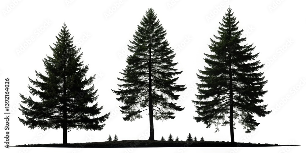 Obraz premium Elegant pine silhouette, high-resolution stock photo; perfect for minimalist Christmas cards, web, and print design.