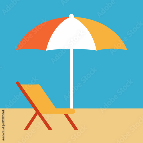 beach umbrella and chairs