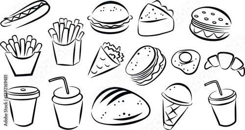 Fast Food Icons Burgers, Fries, Drinks, and More