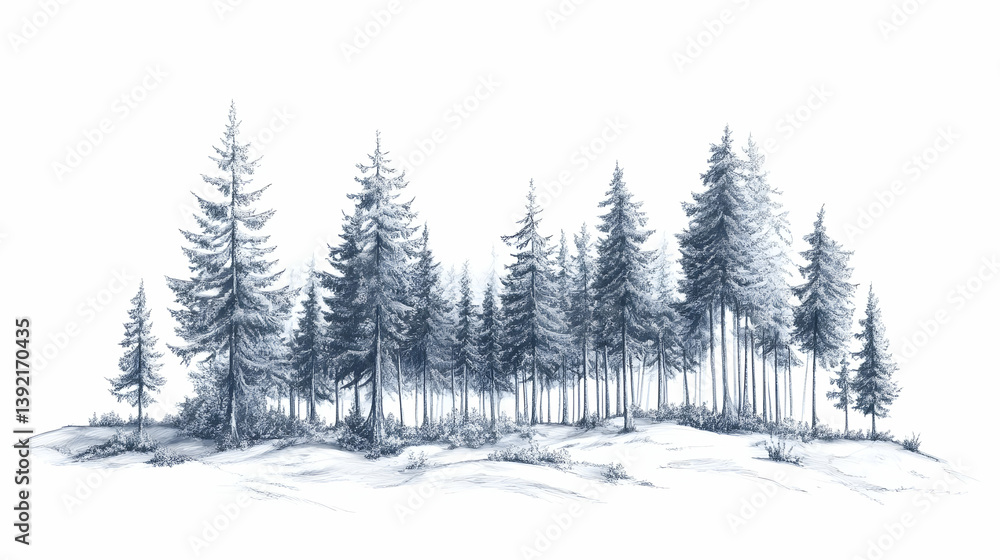 Fototapeta premium forestry drawing illustration