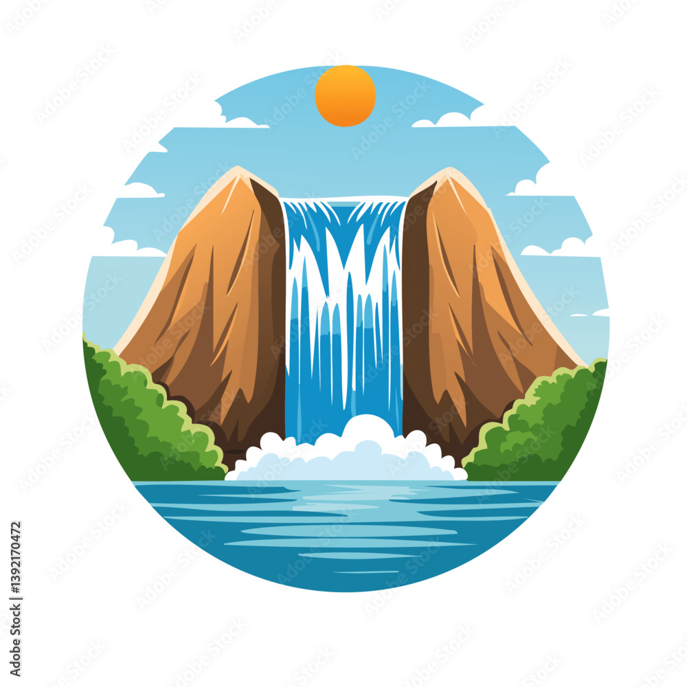 waterfall icon vector logo design