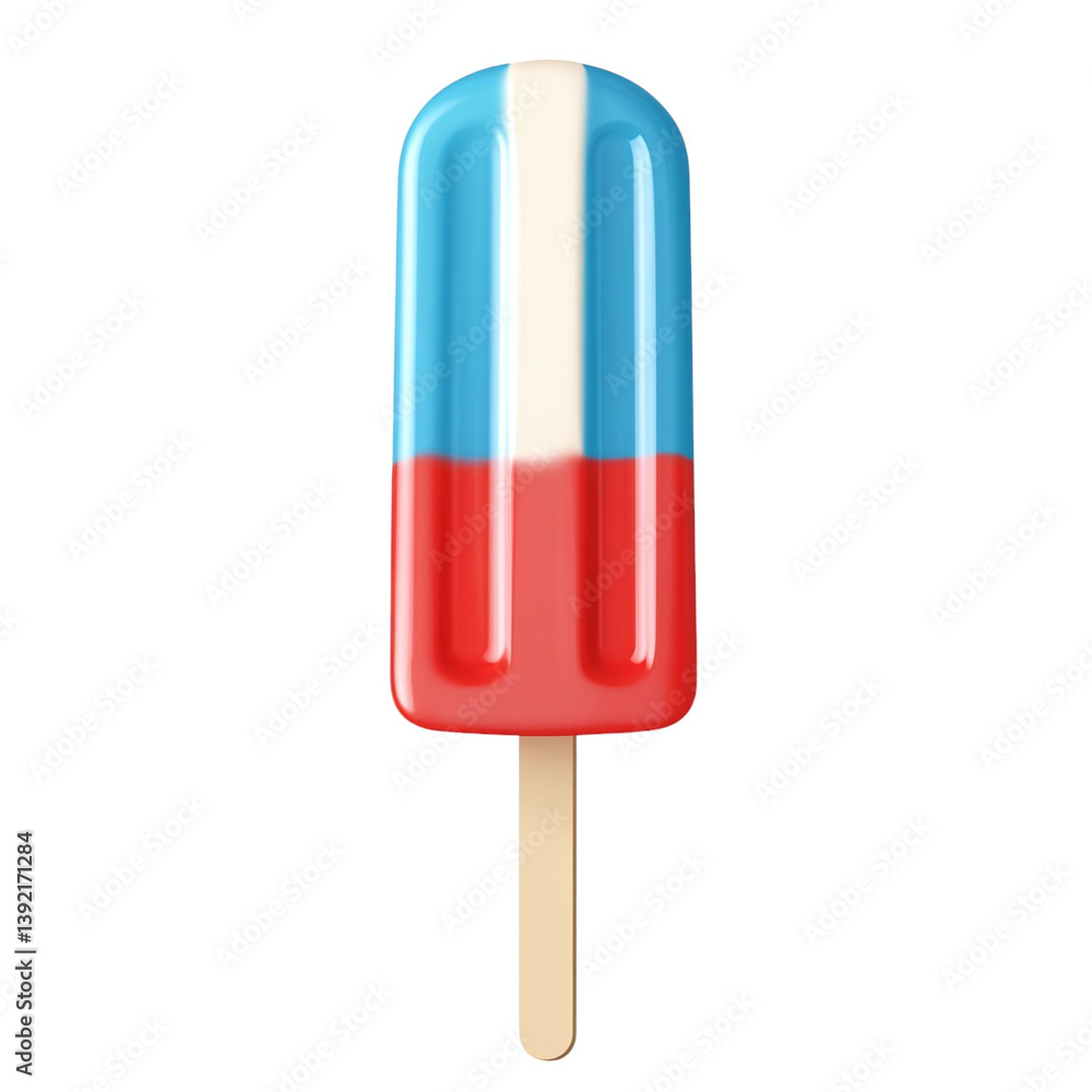 Patriotic red, white, and blue popsicle on transparent background. Patriotic red, white, and blue popsicle on transparent background.
