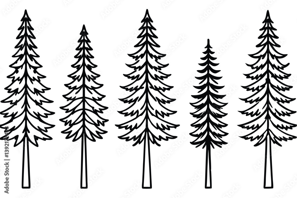 Obraz premium ponderosa line art minimal pine tree sketch for wall decor