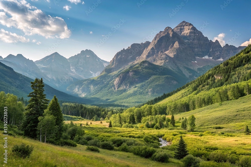 Fototapeta premium Mountain landscape photography, high detail, natural colors, for use in travel and nature blogs