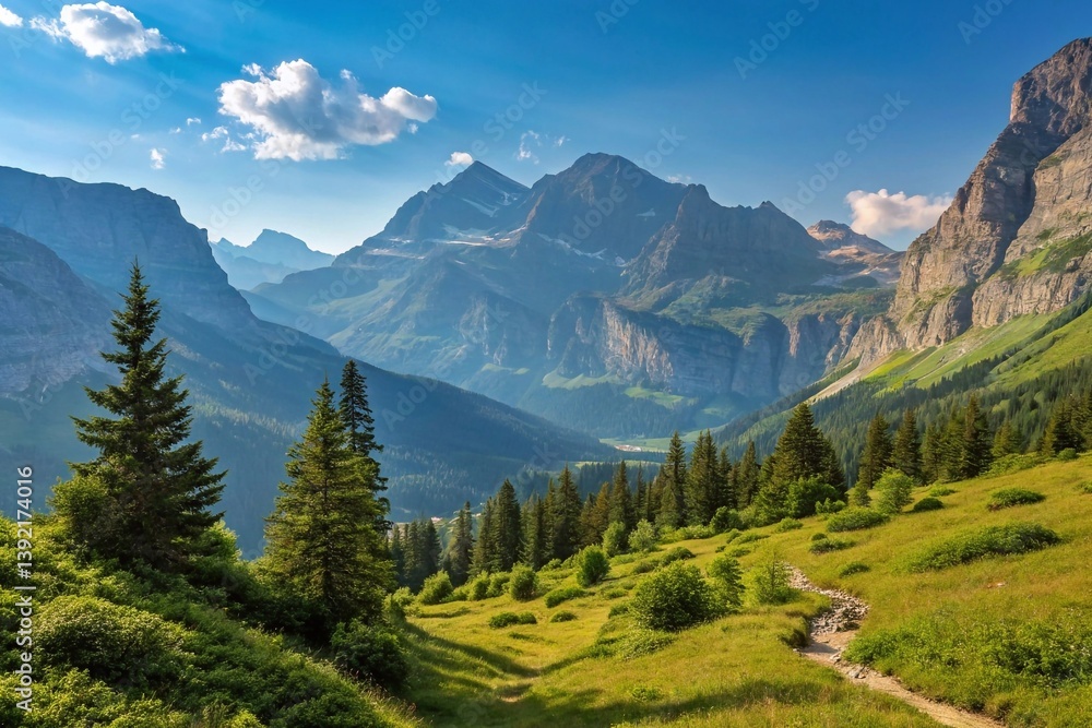 Fototapeta premium Mountain landscape photography, high detail, natural colors, for use in travel and nature blogs