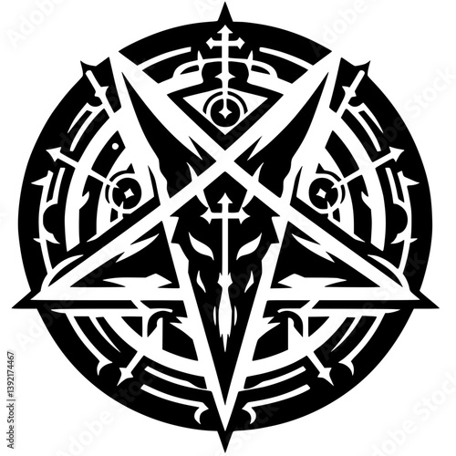 Silhouette of satanic symbol