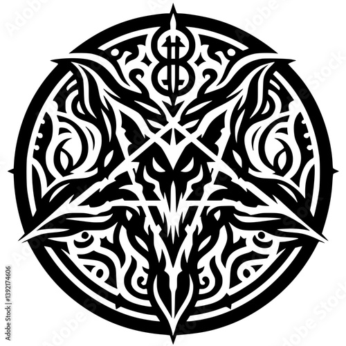 Satanic inverted star symbol silhouette