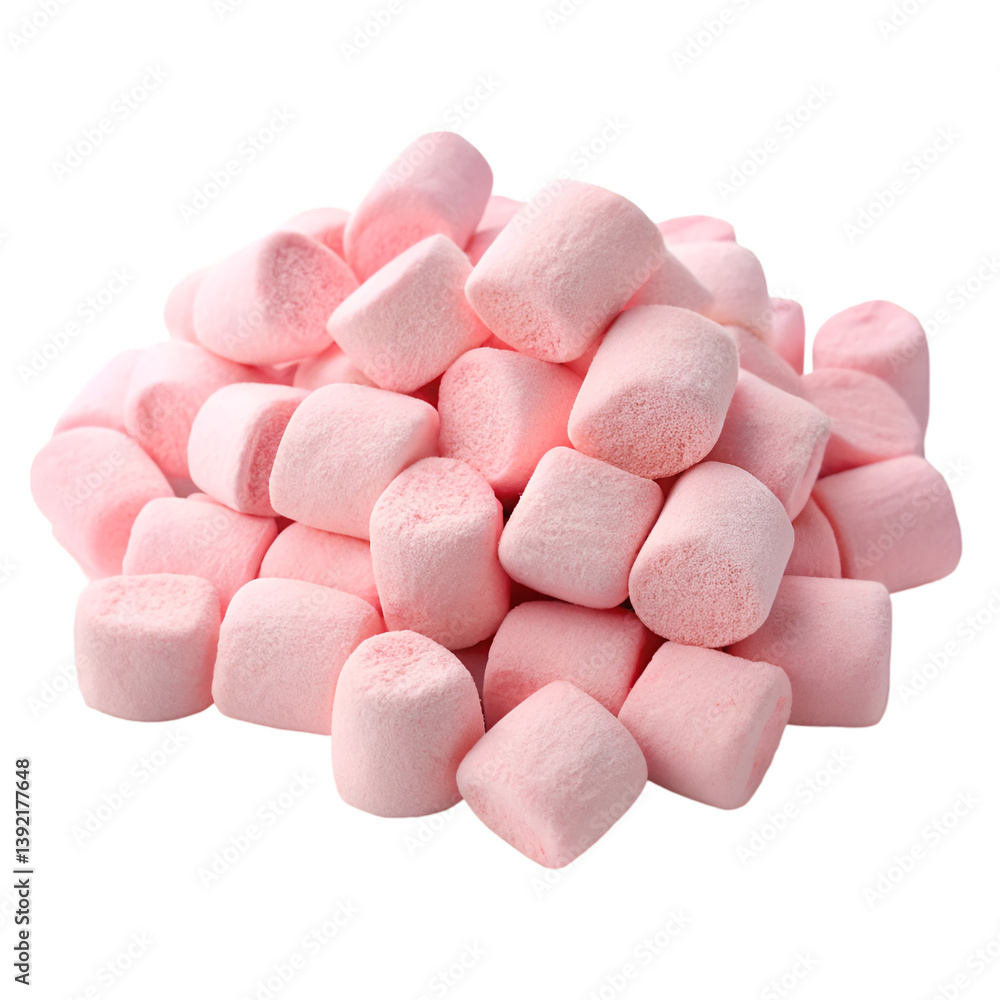 Pile of pink marshmallows isolated on transparent background Pile of pink marshmallows isolated on transparent background