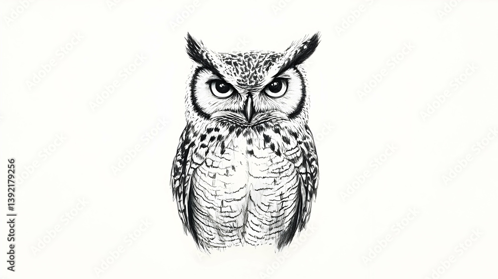 Fototapeta premium easy owl drawing illustration