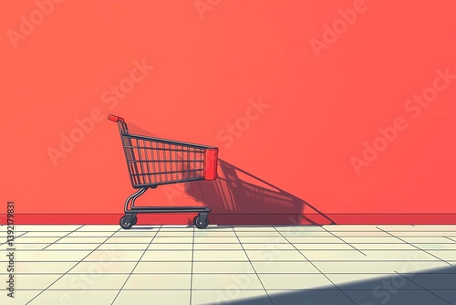 Empty shopping cart,  conceptual illustration, minimalistic 