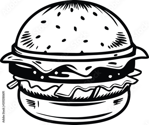 Delicious Juicy Burger, Classic American Fast Food