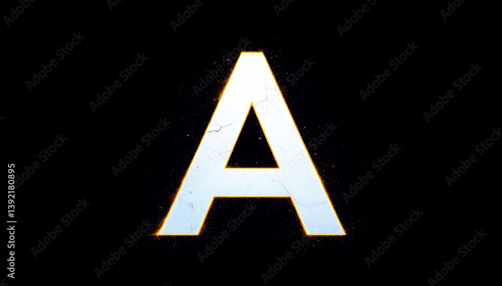 Letter A Design With Grunge Texture And Golden Particles On Black Background Letter A Design With Grunge Texture And Golden Particles On Black Background