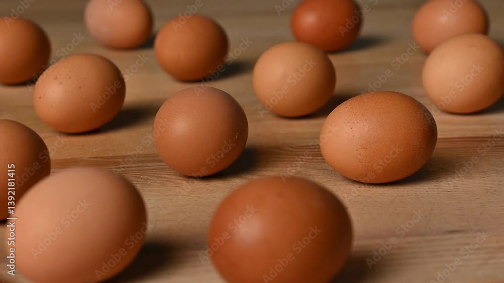 The eggs are packed in a row, the camera makes the passage using a slider. Chicken eggs are depicted in large detail on the table, in the kitchen and ready for cooking. The eggs are packed in a row, the camera makes the passage using a slider. Chicken eggs are depicted in large detail on the table, in the kitchen and ready for cooking.