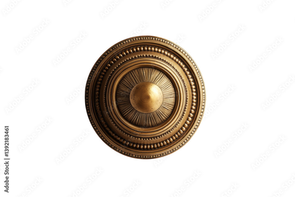 Elegant antique brass round decorative knob intricate design golden tones perfect detail vintage isolated on transparent background Elegant antique brass round decorative knob intricate design golden tones perfect detail vintage isolated on transparent background