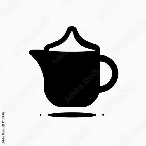 very simple flat and single minimalist Coffee Creamer Lid Silhouettes in black on a white background