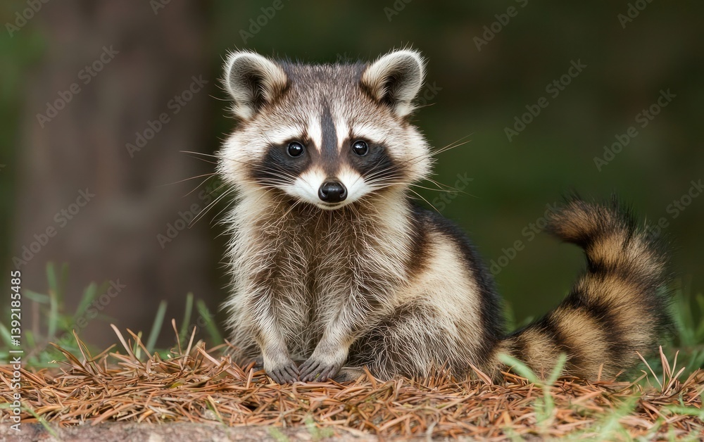 Young Raccoon in Forest Setting Young Raccoon in Forest Setting