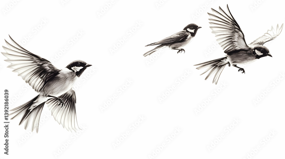 Obraz premium drawing birds in flight illustration